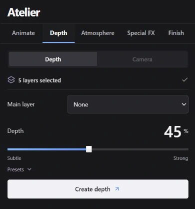 Stillflow plugin interface showing its parallax controls